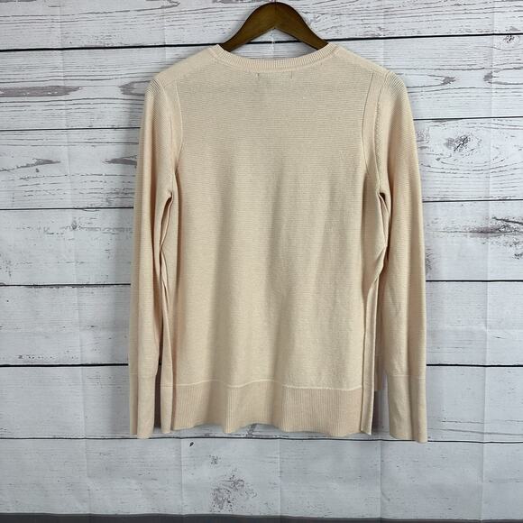 Banana Republic Sweater Womens Size Medium Cashmere Blend Knit Side Slit Crew - Picture 3 of 11